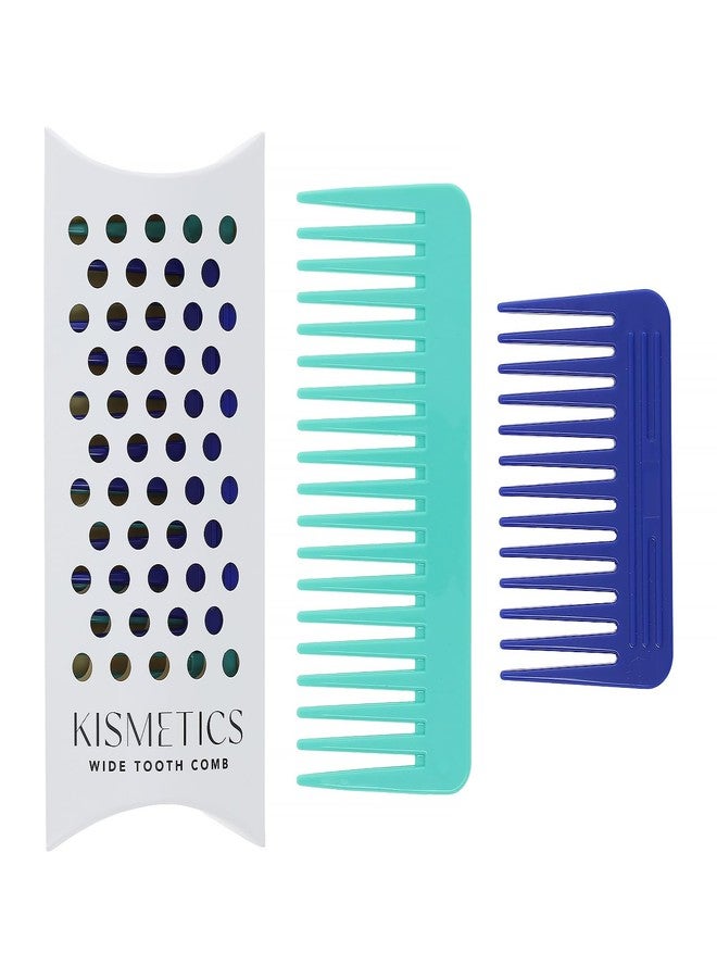 KISMETICS - One large, one small, two-piece Wide Tooth Comb，No Handle Detangler Accessories，Large Hair Detangling Comb for Curly, Straight,Wet Dry Hair(Green,Bright Blue) - Image 1